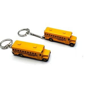 Set of 2 Mini School Bus w/ Keychain Kinsmart